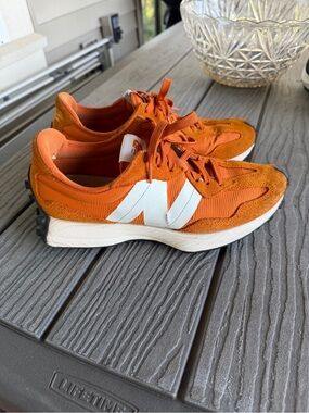 New Balance 327 Orange Suede & Mesh Sneakers